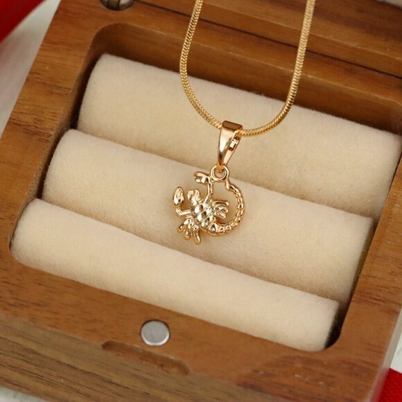"Rose Gold Scorpio Pendant in Gold Plated Brass Zodiac Charm, XPPT1465 - Picture 10 of 13